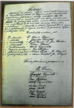 Protokol z 15. ledna 1905  z ustavující schůze sboru